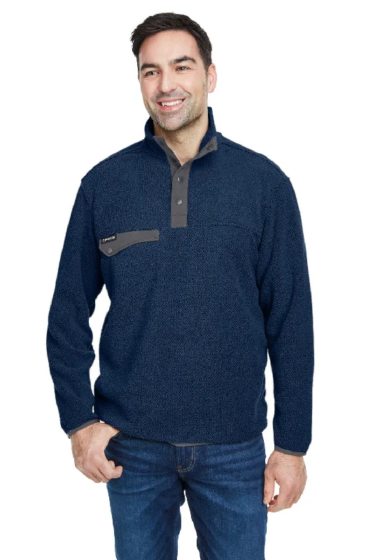 Dri Duck Mens Brooks Anti Static Sherpa Fleece 1/4 Snap Sweatshirt w/ Pocket - Deep Blue