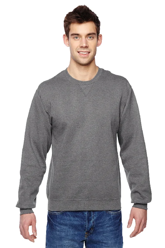 Fruit Of The Loom Mens Softspun Fleece Crewneck Sweatshirt - Heather Charcoal Grey