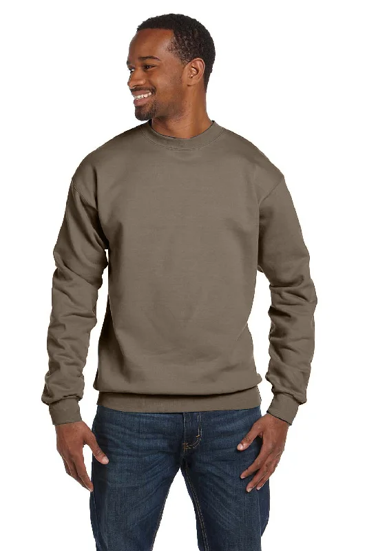 Hanes Mens EcoSmart Print Pro XP Pill Resistant Fleece Crewneck Sweatshirt - Army Brown