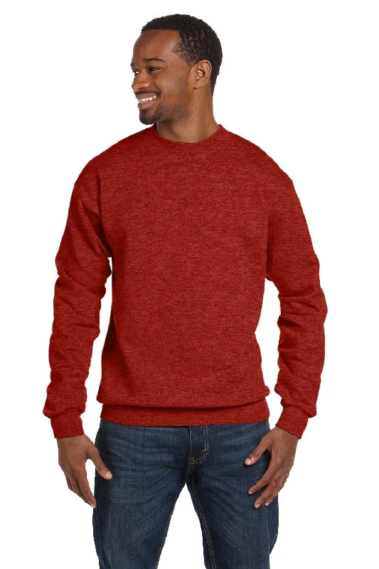 Hanes Mens EcoSmart Print Pro XP Pill Resistant Fleece Crewneck Sweatshirt - Heather Red Pepper - Closeout