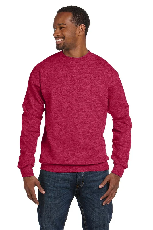 Hanes Mens EcoSmart Print Pro XP Pill Resistant Fleece Crewneck Sweatshirt - Heather Red