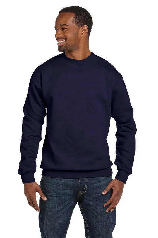 Hanes Mens EcoSmart Print Pro XP Pill Resistant Fleece Crewneck Sweatshirt - Navy Blue