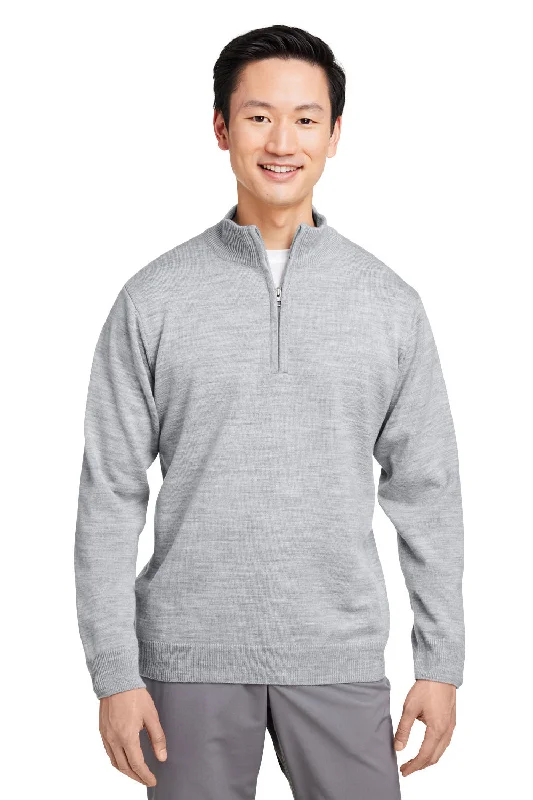 Harriton Mens Pilbloc Pill Resistant 1/4 Zip Sweatshirt - Heather Grey