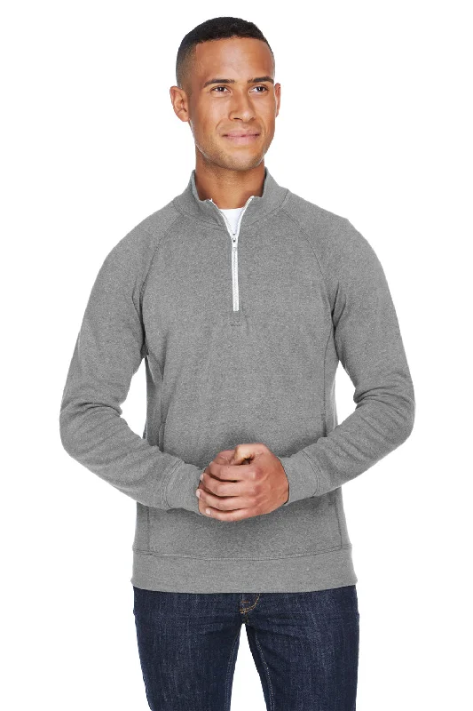 J America Mens Fleece 1/4 Zip Sweatshirt w/ Pockets - Smoke Grey