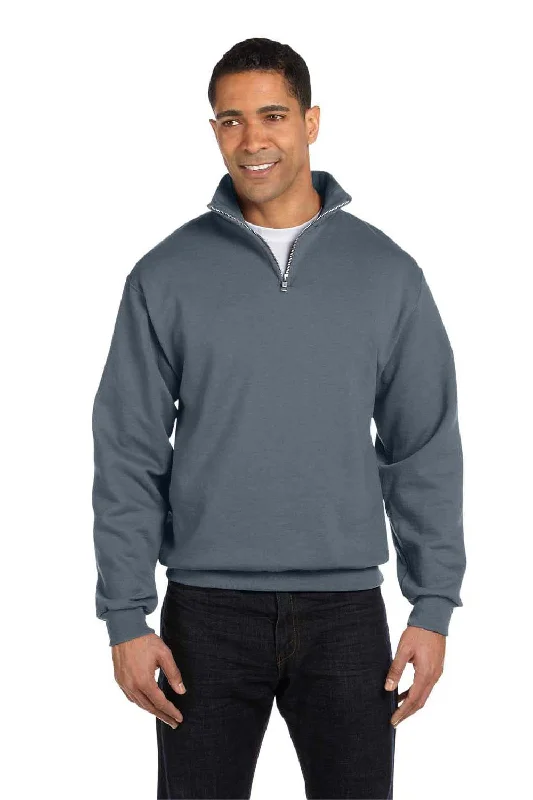 Jerzees Mens NuBlend Pill Resistant Fleece 1/4 Zip Sweatshirt - Charcoal Grey