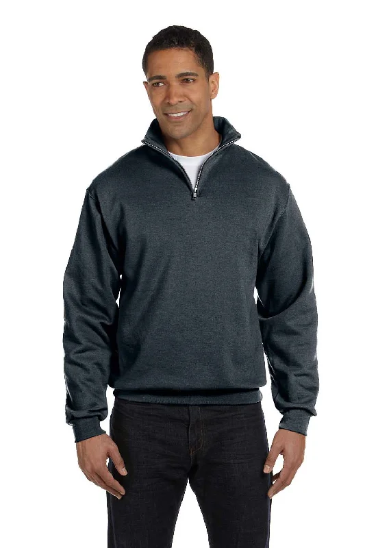 Jerzees Mens NuBlend Pill Resistant Fleece 1/4 Zip Sweatshirt - Heather Black