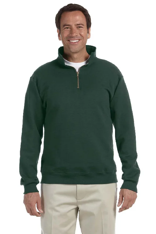 Jerzees Mens Super Sweats NuBlend Pill Resistant Fleece 1/4 Zip Sweatshirt - Forest Green - Closeout