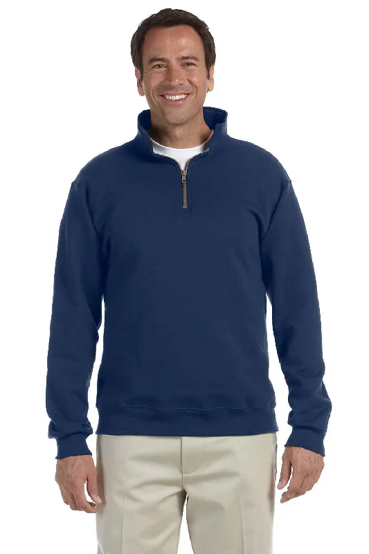 Jerzees Mens Super Sweats NuBlend Pill Resistant Fleece 1/4 Zip Sweatshirt - Navy Blue