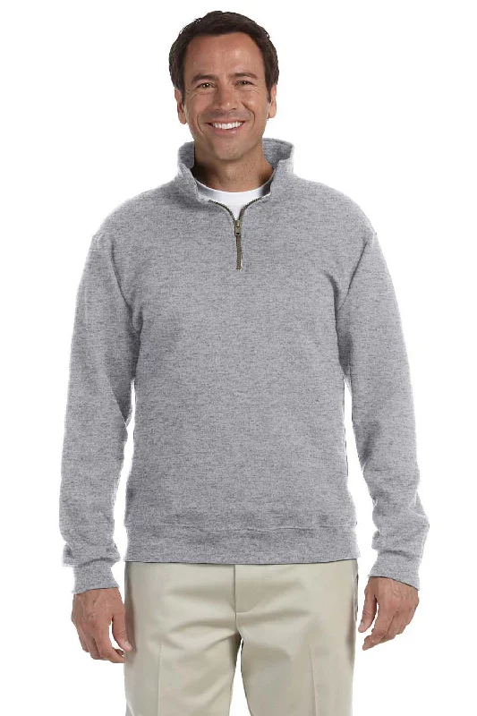 Jerzees Mens Super Sweats NuBlend Pill Resistant Fleece 1/4 Zip Sweatshirt - Oxford Grey