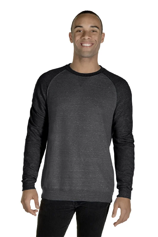 Jerzees Mens Vintage Snow French Terry Crewneck Sweatshirt - Heather Charcoal Grey/Black