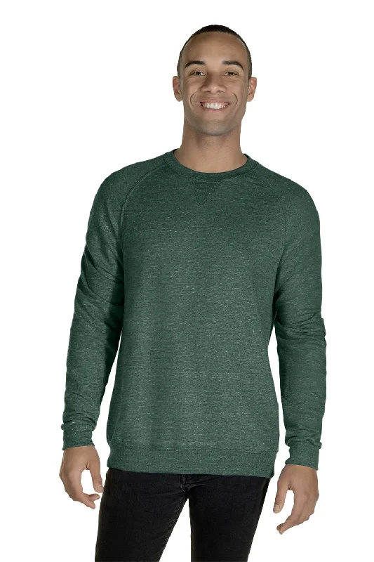 Jerzees Mens Vintage Snow French Terry Crewneck Sweatshirt - Heather Forest Green