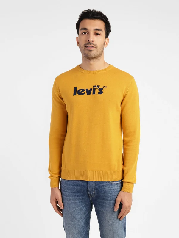 Men's Brand Logo Crew Neck Sweater Yellow