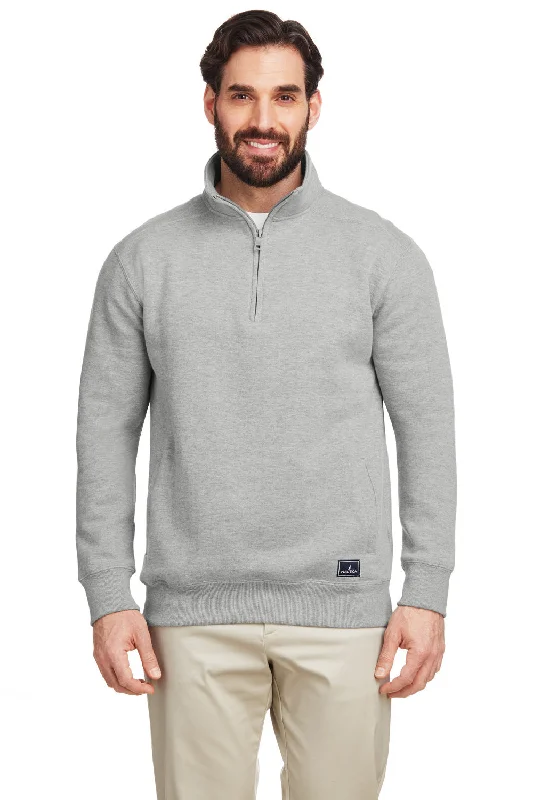 Nautica Mens Anchor 1/4 Zip Sweatshirt w/ Pockets - Oxford Grey