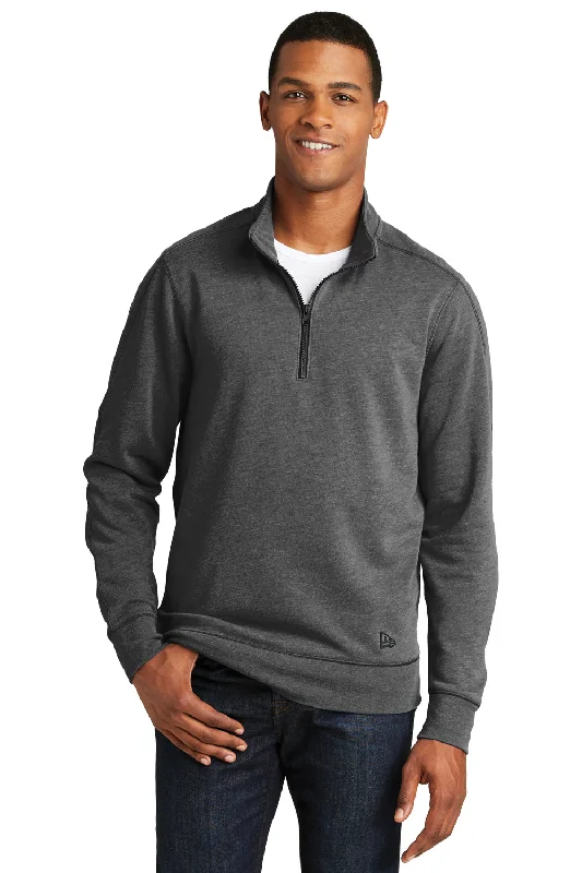 New Era Mens Fleece 1/4 Zip Sweatshirt - Heather Black