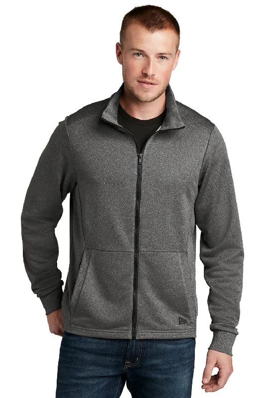 New Era Mens Performance Terry Full Zip Sweatshirt w/ Pockets - Heather Graphite Grey