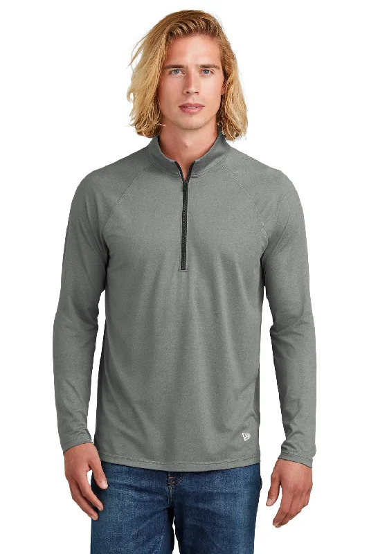 New Era Mens Power Moisture Wicking 1/4 Zip Sweatshirt - Heather Shadow Grey