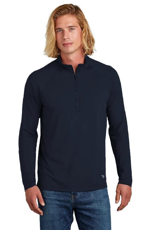 New Era Mens Power Moisture Wicking 1/4 Zip Sweatshirt - True Navy Blue