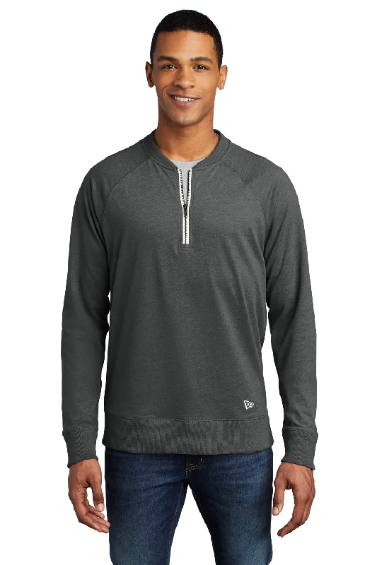 New Era Mens Sueded 1/4 Zip Sweatshirt - Heather Black