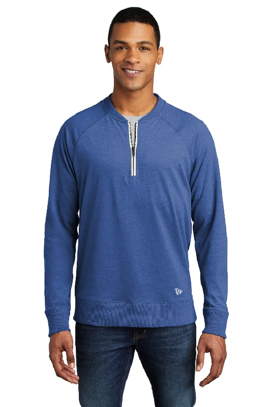 New Era Mens Sueded 1/4 Zip Sweatshirt - Heather Royal Blue