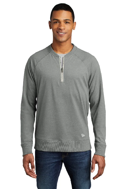 New Era Mens Sueded 1/4 Zip Sweatshirt - Heather Shadow Grey