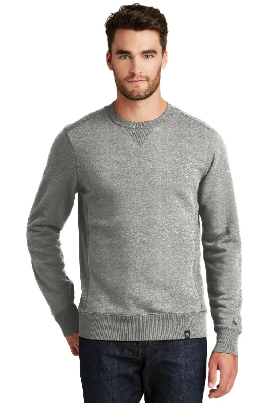 New Era Mens Sueded French Terry Crewneck Sweatshirt - Light Graphite Grey Twist