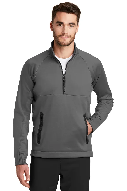 New Era Mens Venue Moisture Wicking Fleece 1/4 Zip Sweatshirt w/ Pockets - Graphite Grey