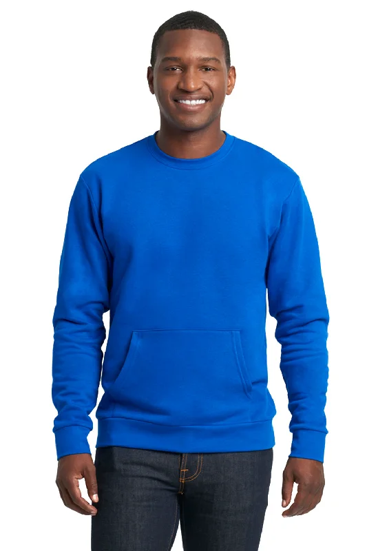 Next Level Mens Fleece Crewneck Sweatshirt w/ Pouch Pocket - Royal Blue