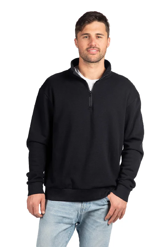 Next Level Mens Fleece 1/4 Zip Sweatshirt - Black