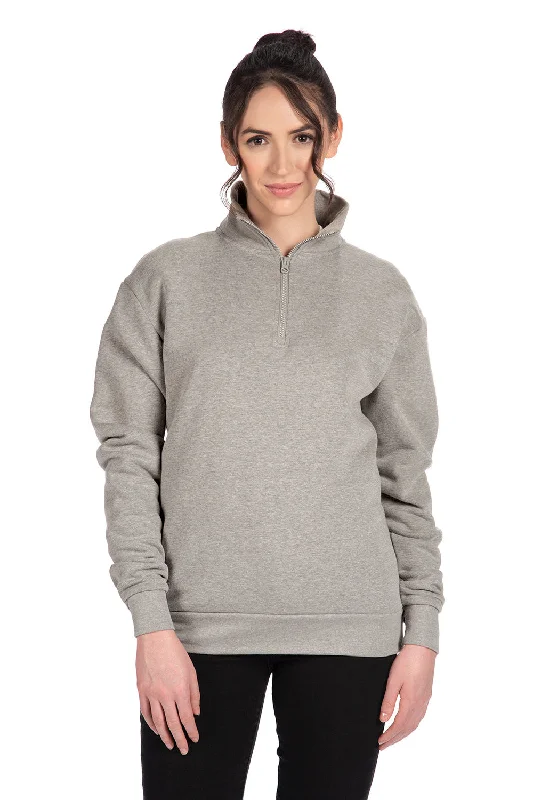 Next Level Mens Fleece 1/4 Zip Sweatshirt - Heather Grey