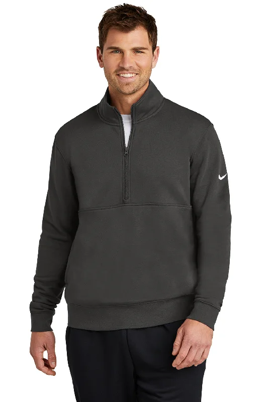 Nike Mens Club Fleece 1/4 Zip Sweatshirt w/ Pockets - Anthracite Grey