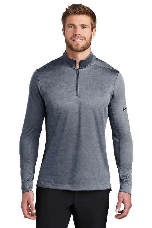 Nike Mens Dri-Fit Moisture Wicking 1/4 Zip Sweatshirt - Heather Navy Blue