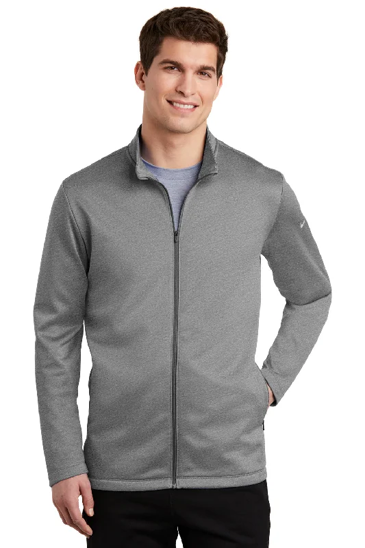 Nike Mens Therma-Fit Moisture Wicking Fleece Full Zip Sweatshirt w/ Pockets - Heather Dark Grey