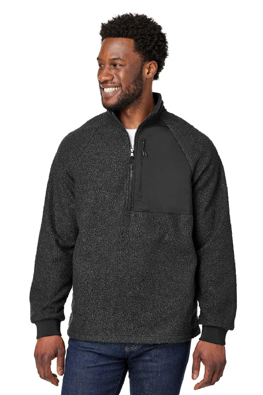 North End Mens Aura Sweater Fleece 1/4 Zip Sweatshirt w/ Pockets - Black