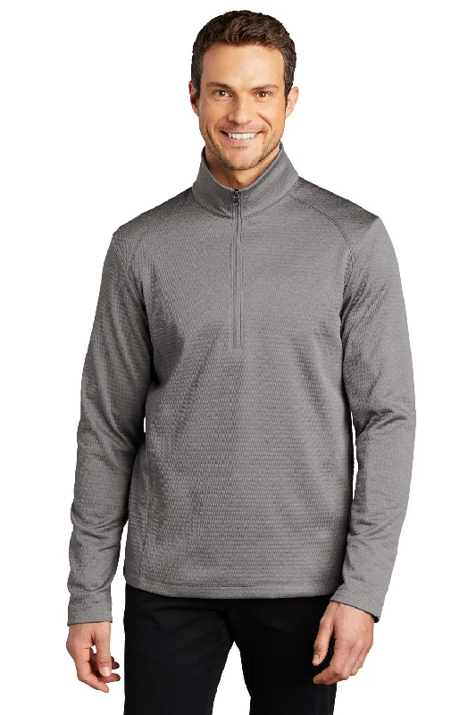 Port Authority Mens Diamond Fleece 1/4 Zip Sweatshirt - Heather Gusty Grey