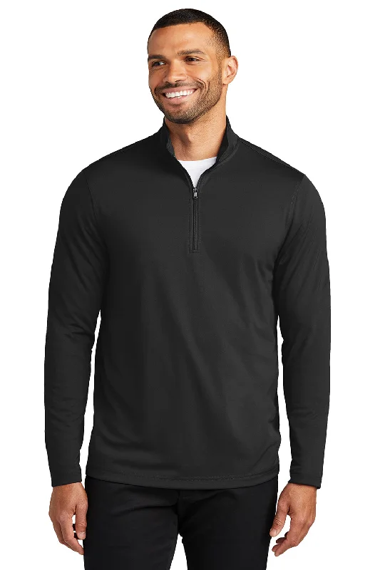 Port Authority Mens Dry Zone Moisture Wicking Micro Mesh 1/4 Zip Sweatshirt - Deep Black