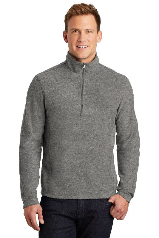 Port Authority Mens Heather Pill Resistant Microfleece 1/4 Zip Sweatshirt - Heather Pearl Grey