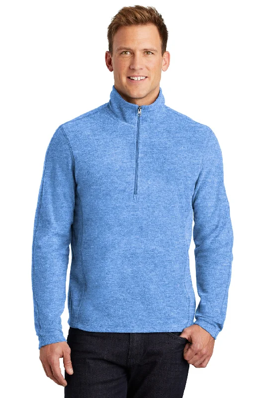 Port Authority Mens Heather Pill Resistant Microfleece 1/4 Zip Sweatshirt - Heather Light Royal Blue - Closeout