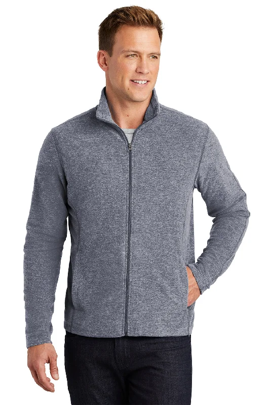 Port Authority Mens Heather Pill Resistant Microfleece Full Zip Sweatshirt - Heather True Navy Blue