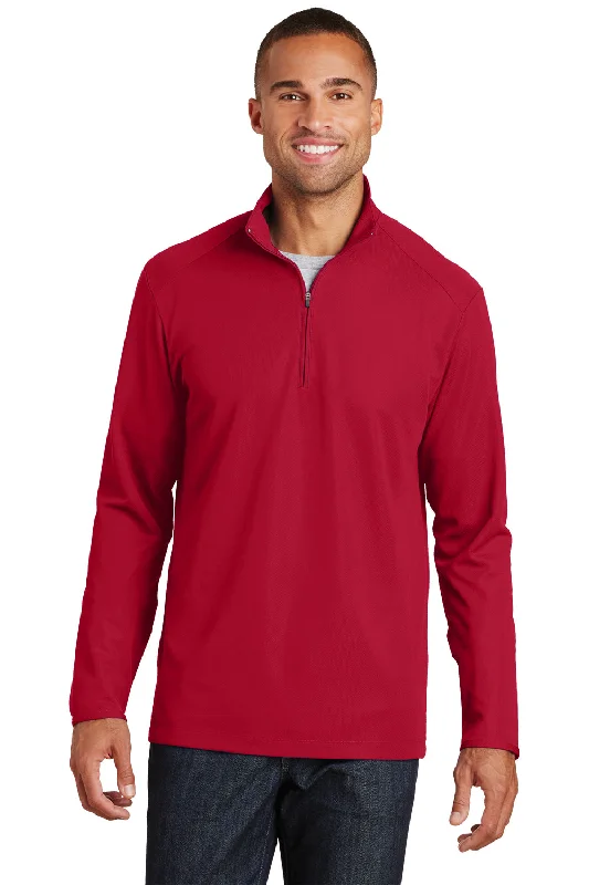 Port Authority Mens Moisture Wicking 1/4 Zip Sweatshirt - Rich Red - Closeout