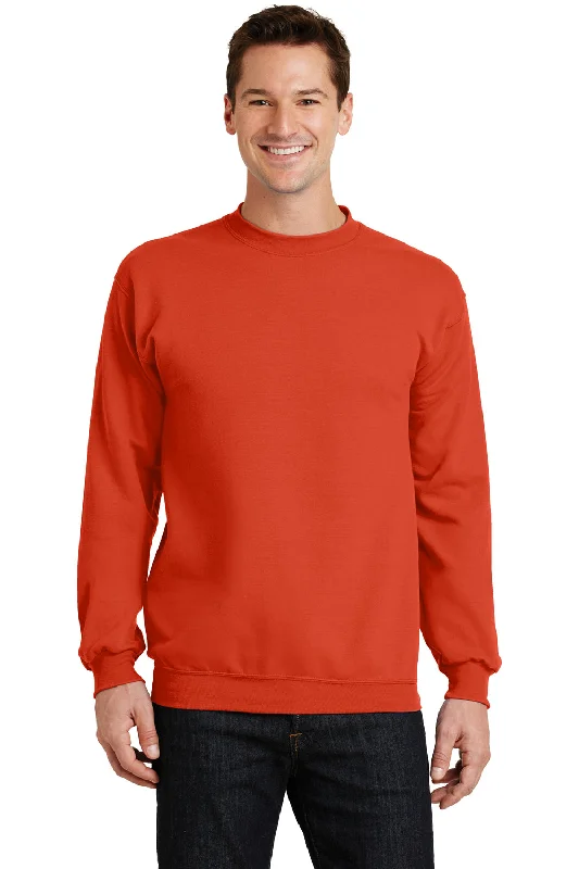 Port & Company Mens Core Pill Resistant Fleece Crewneck Sweatshirt - Orange