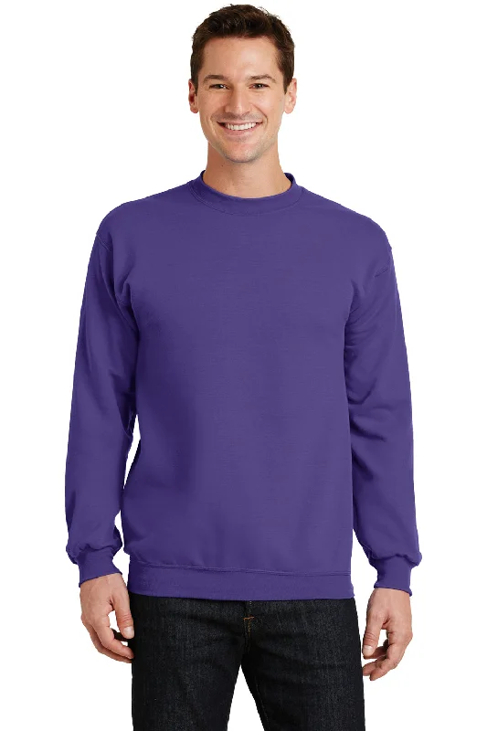 Port & Company Mens Core Pill Resistant Fleece Crewneck Sweatshirt - Purple