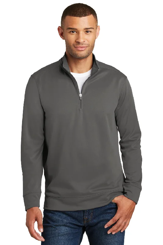 Port & Company Mens Dry Zone Performance Moisture Wicking Fleece 1/4 Zip Sweatshirt - Charcoal Grey