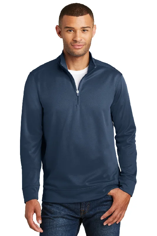 Port & Company Mens Dry Zone Performance Moisture Wicking Fleece 1/4 Zip Sweatshirt - Deep Navy Blue