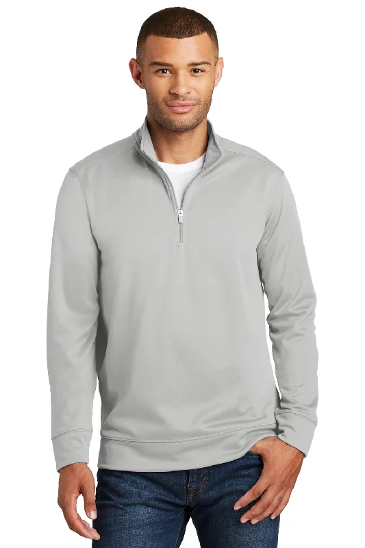 Port & Company Mens Dry Zone Performance Moisture Wicking Fleece 1/4 Zip Sweatshirt - Silver Grey