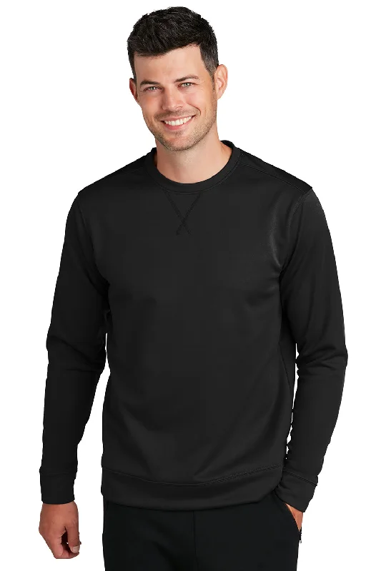 Port & Company Mens Dry Zone Performance Moisture Wicking Fleece Crewneck Sweatshirt - Jet Black