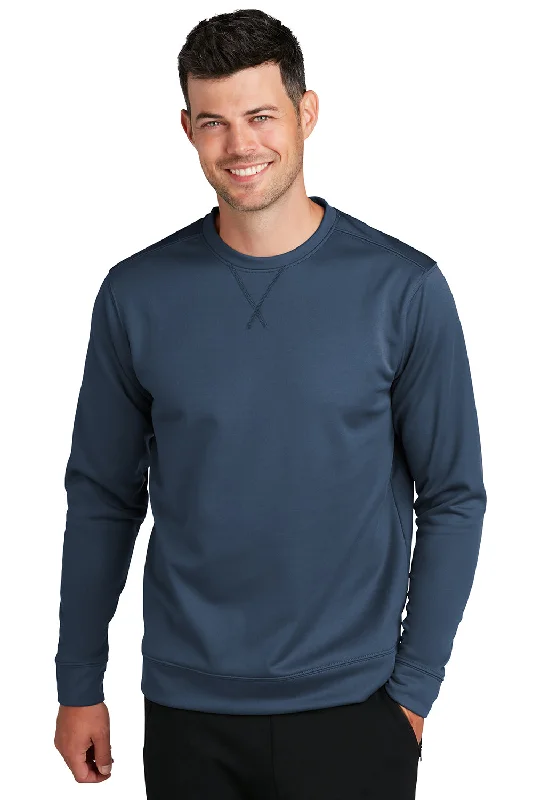 Port & Company Mens Dry Zone Performance Moisture Wicking Fleece Crewneck Sweatshirt - Deep Navy Blue