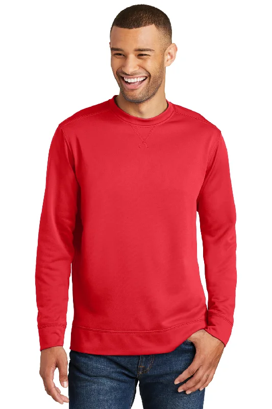 Port & Company Mens Dry Zone Performance Moisture Wicking Fleece Crewneck Sweatshirt - Red - Closeout