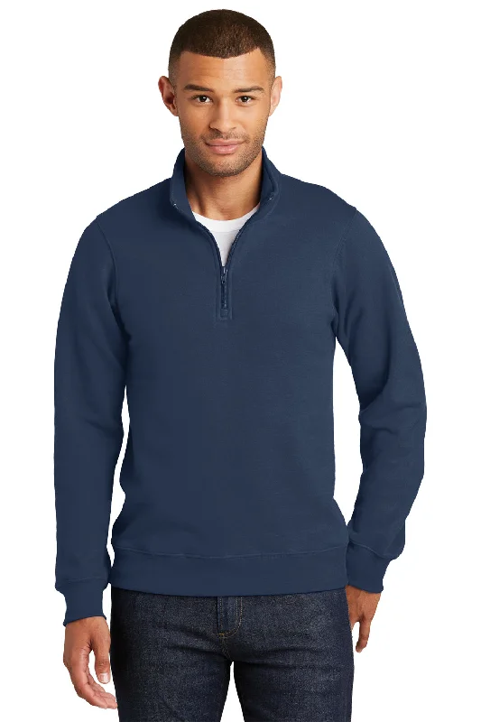 Port & Company Mens Fan Favorite Fleece 1/4 Zip Sweatshirt - Team Navy Blue