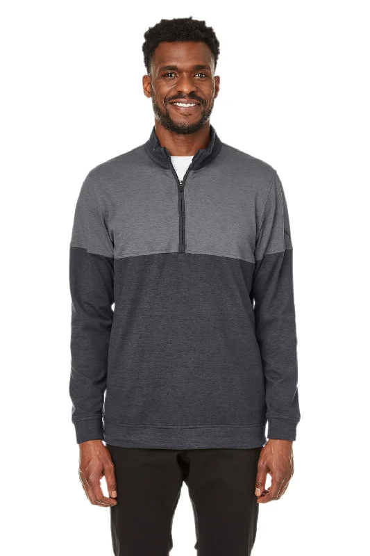 Puma Mens Cloudspun Moisture Wicking Warm Up 1/4 Zip Sweatshirt - Black/Quiet Shade Grey