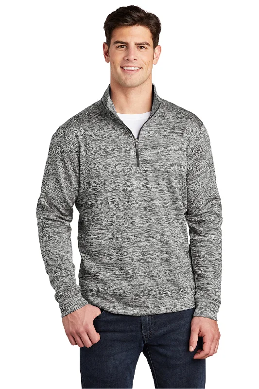 Sport-Tek Mens Electric Heather Moisture Wicking Fleece 1/4 Zip Sweatshirt - Black Electric